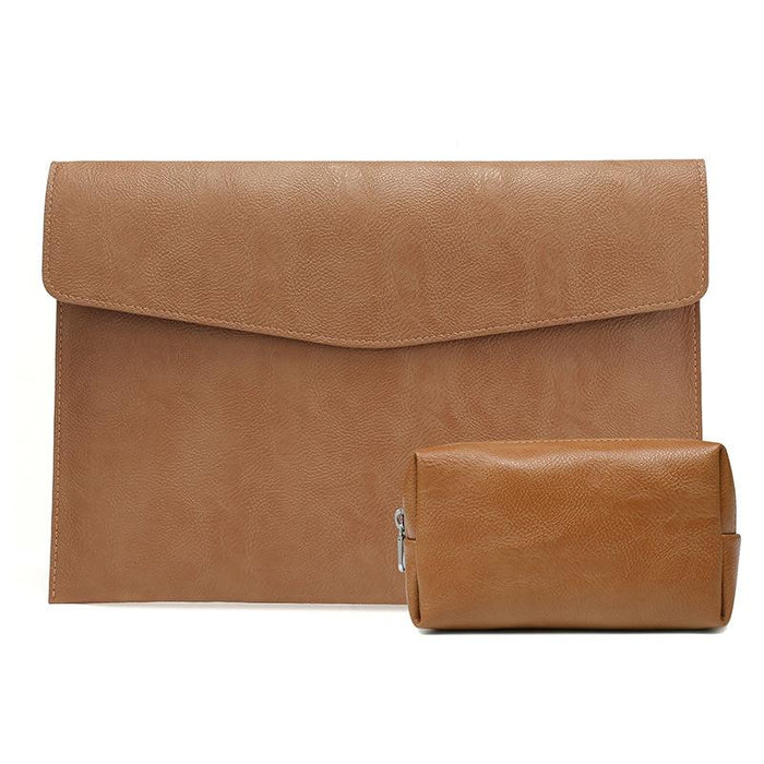 14 Laptop Sleeve & Power Bag - Litchi Pattern Pu Leather