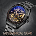Silver Steel Band Automatic Skeleton Watch for Men