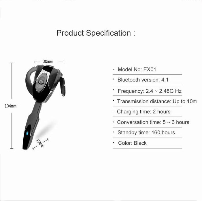 Ex-01 4.1 Business Hanging Ear Bluetooth 5.0 Earphone Black