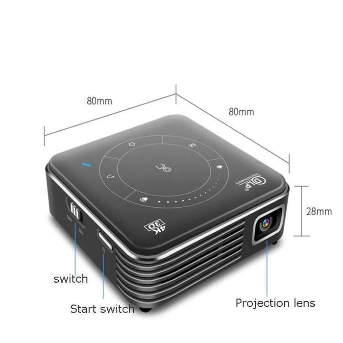 P11 854X480 Dlp Mini Smart Projector With Infrared Remote Control Android 9.0 2Gb + 16Gb Supports 2.4G/5G Wifi Bluetooth Tf Card Silver Gray