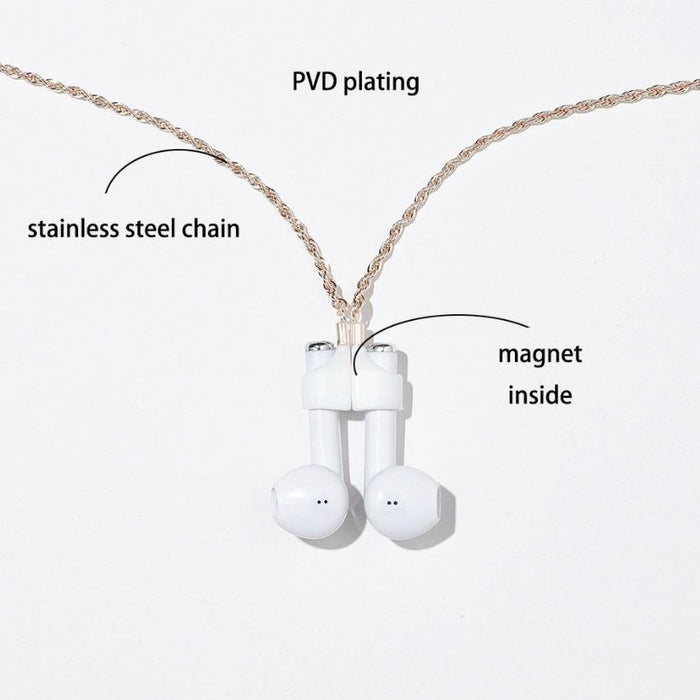 Wireless Headset Anti-Lost Chain Strong Magnetic Sleeve Titanium Steel Stainless Steel Colour Retention Necklace