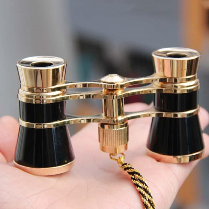 3X25Mm Classical Ladies Drama Watching Telescope Carrying Binoculars With Chain Black