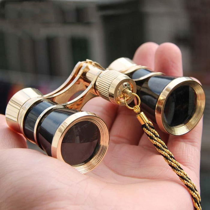 3X25Mm Classical Ladies Drama Watching Telescope Carrying Binoculars With Chain Black