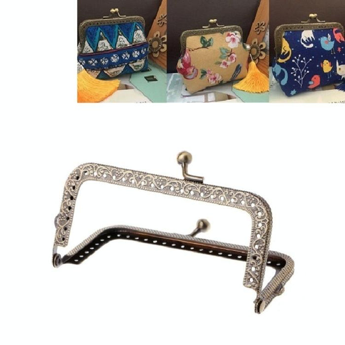 Square Embossed Wallet Handbag Metal Handle Size 15Cm