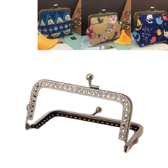 Square Embossed Wallet Handbag Metal Handle Size 18.5Cm