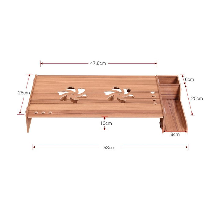 Elevated Wood Computer Monitor Stand Riser Laptop Shelf