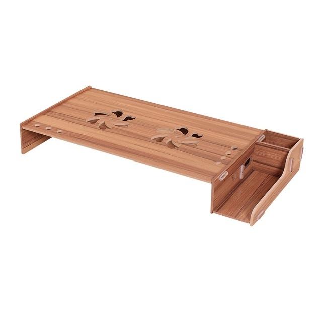 Elevated Wood Computer Monitor Stand Riser Laptop Shelf