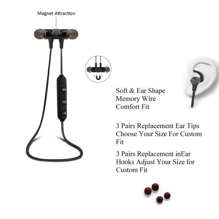 Moreblue S07 Wireless Bluetooth Metal Magnetic Stereo Bass Earphones Cordless Sport Earbuds With Microphone