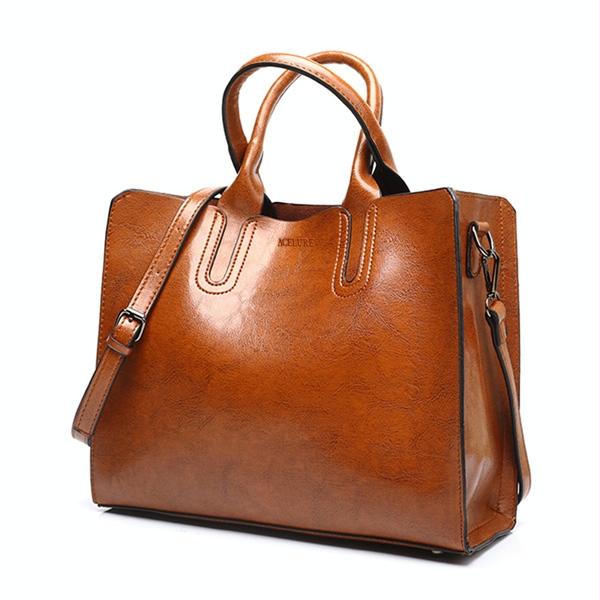 Large Leather Tote Bag for Women - Casual Shoulder Trunk