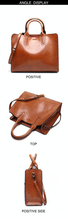 Large Leather Tote Bag for Women - Casual Shoulder Trunk