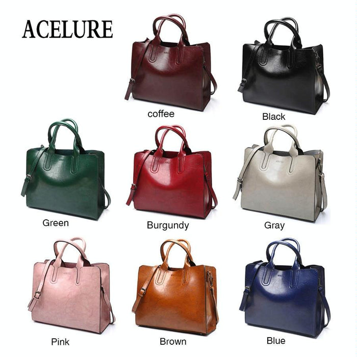 Large Leather Tote Bag for Women - Casual Shoulder Trunk