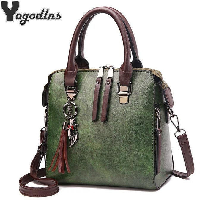 Leather Ladies Handbags Women Messenger Totes Tassel