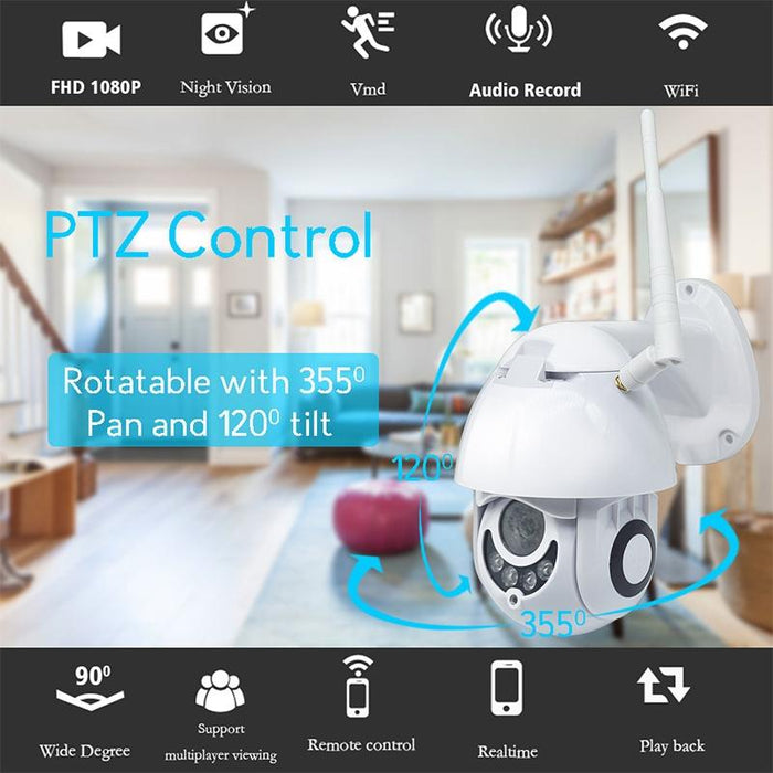 Ptz Control 355 Degree Rotation Infrared Wifi Smart Dome Camera Two-Way Voice Intercom Monitor