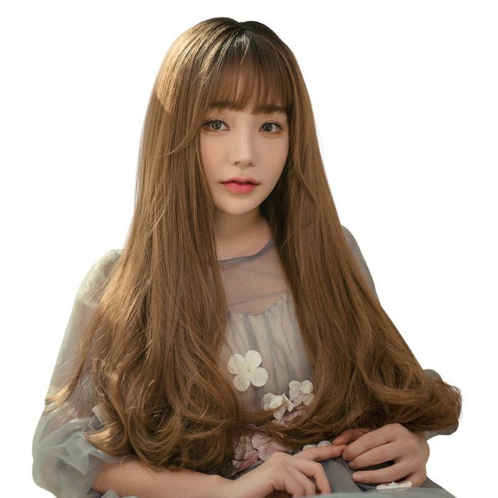 Long Curly High Temp Silk Wig For Girls Mist Blue