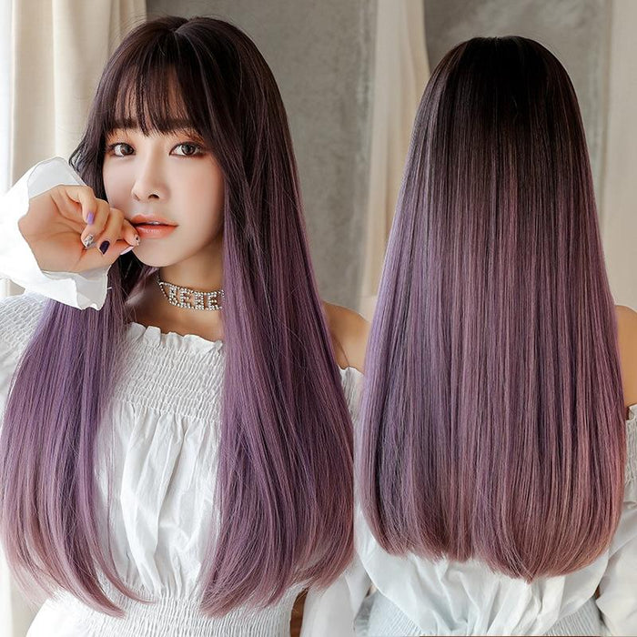 Long Straight Synthetic Wig For Women Gradient