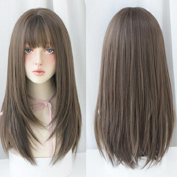 Long Straight Hair Air Bangs Wig Set Cool