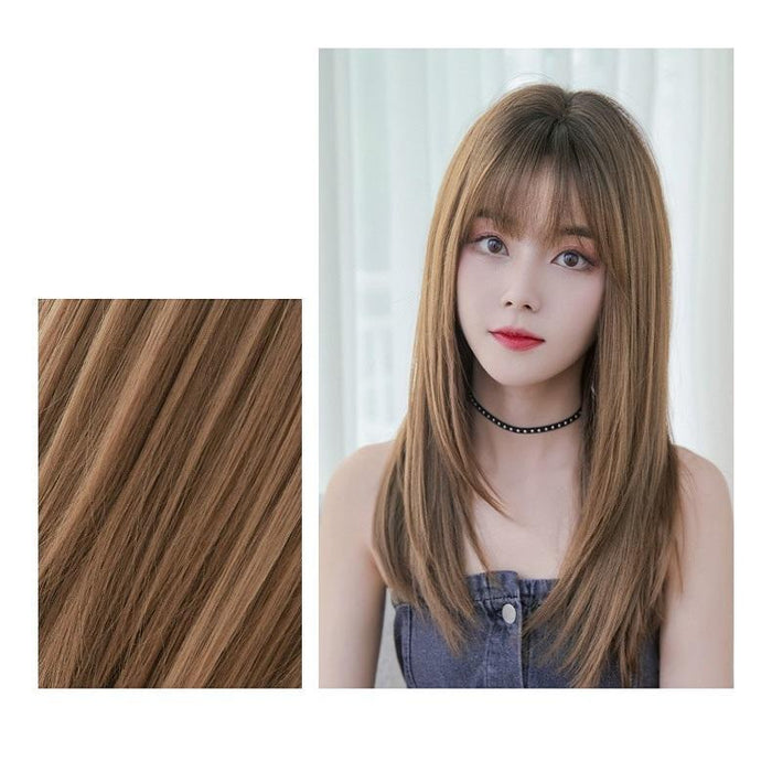 Long Straight Hair Air Bangs Wig Set Cool