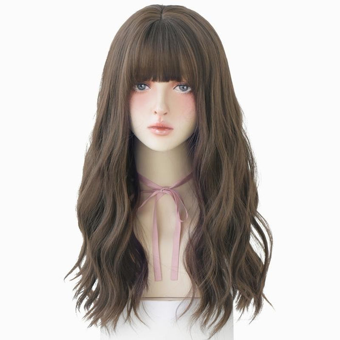 Natural Fluffy Slightly Curly Wig Gradient Soot