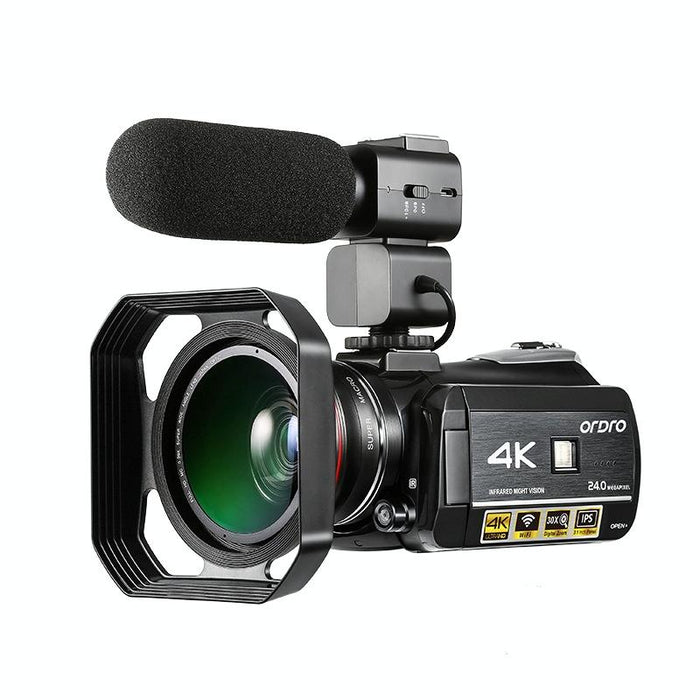 Ac3 3.1 Inch Ips Screen 4K Full Hd 13Mp Night Vision Wifi Live Camcorder Dv Digital Camera - Standard & Microphone Black