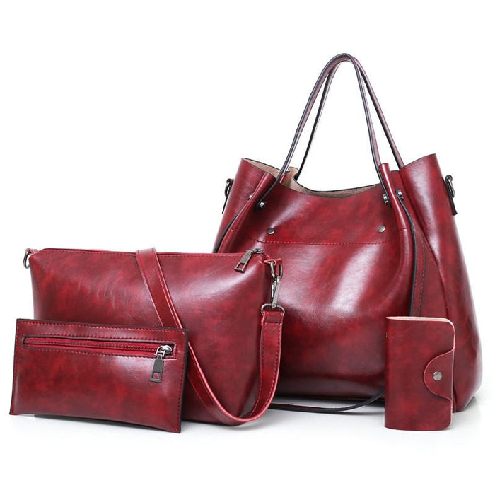 4 In 1 Ladies Retro Handbag Fashion Large Capacity Sub