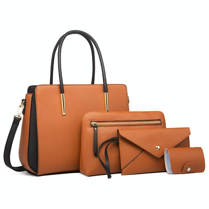 4 In 1 Fashion Colour Block Messenger Handbag Large