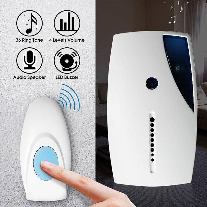 Waterproof Led Wireless Doorbell Remote Control Door Bell With 36 Tune Chimes Songs