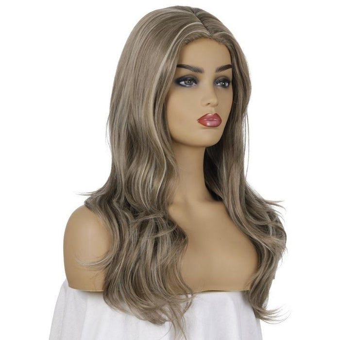 Long Curly Split Wig For Women Dark /Light Gold