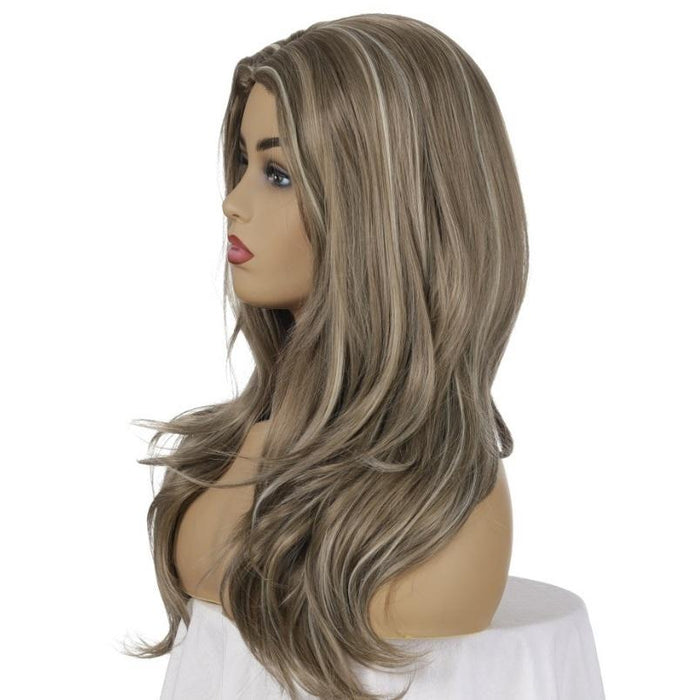 Long Curly Split Wig For Women Dark /Light Gold