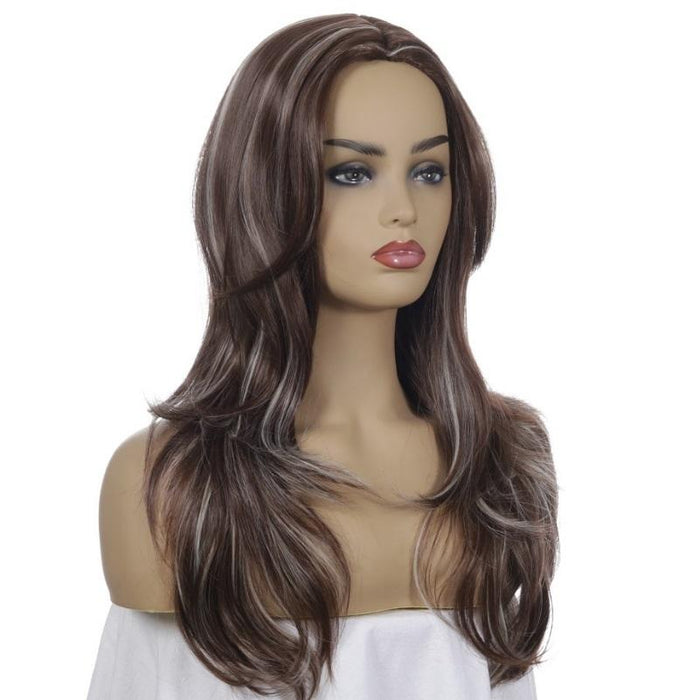 Long Curly Split Wig For Women Dark /Light Gold