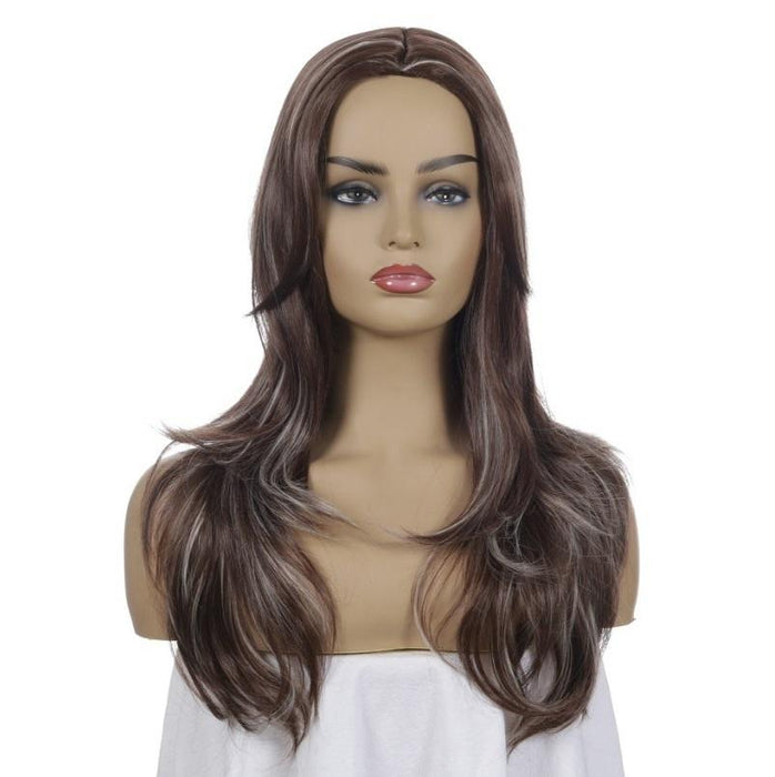 Long Curly Split Wig For Women Dark /Light Gold