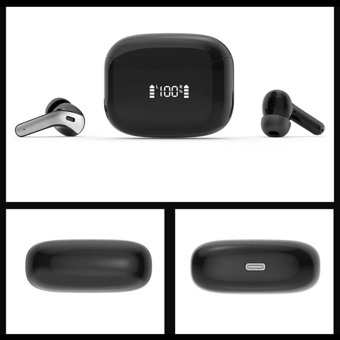 Wireless Touch Digital Display Bluetooth Earphone Black