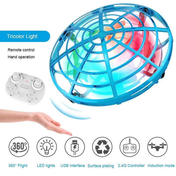 Colourful Lights 5 Induction Quadcopter Ufo Mini Drone - Blue & Remote Control