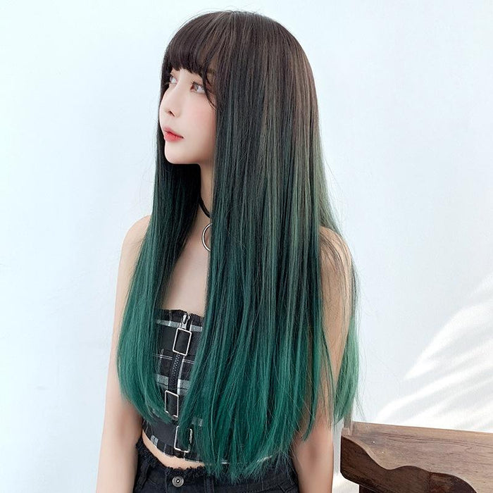 Long Straight Gradient Hair Wig Realistic Look