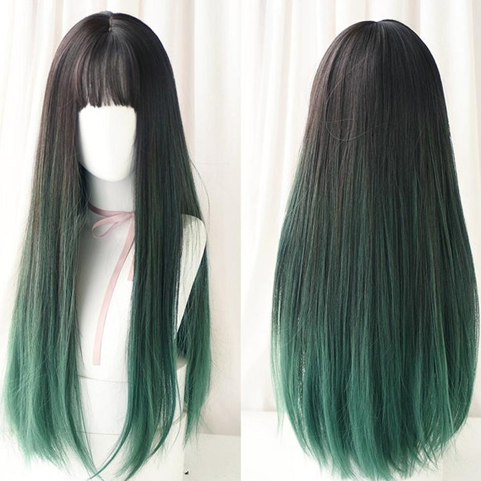 Long Straight Gradient Hair Wig Realistic Look