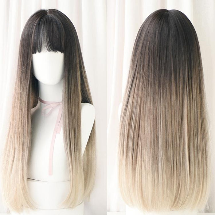 Long Straight Gradient Hair Wig Realistic Look