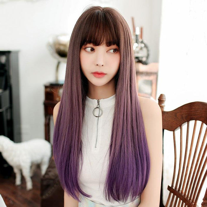 Long Straight Gradient Hair Wig Realistic Look