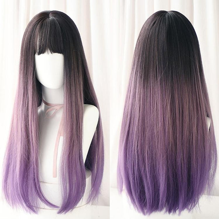 Long Straight Gradient Hair Wig Realistic Look