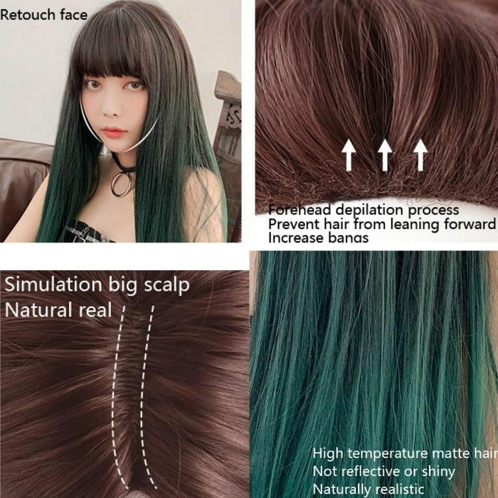 Long Straight Gradient Hair Wig Realistic Look