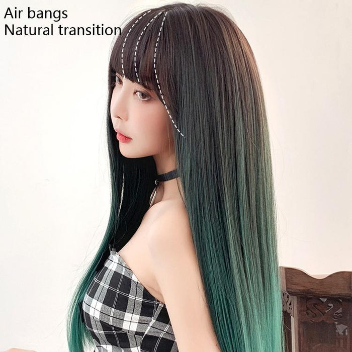 Long Straight Gradient Hair Wig Realistic Look