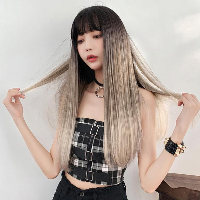 Long Straight Gradient Hair Wig Realistic Look