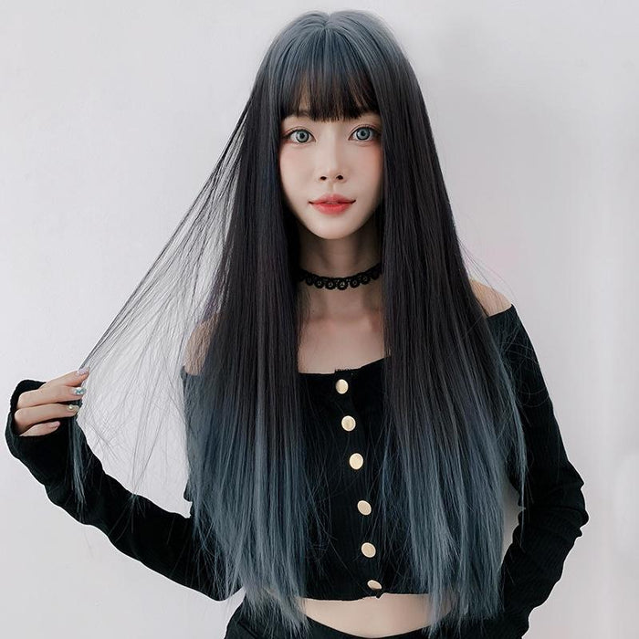 Gradient Long Straight Wig Air Bangs 66Cm