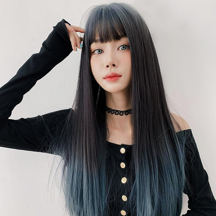 Gradient Long Straight Wig Air Bangs 66Cm