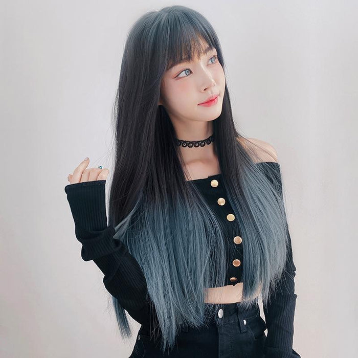 Gradient Long Straight Wig Air Bangs 66Cm