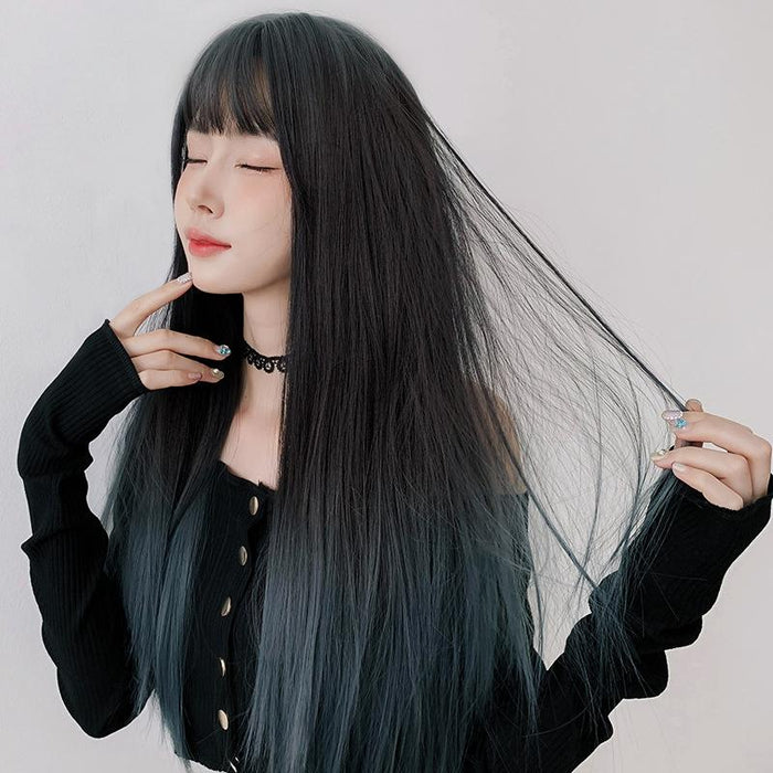 Gradient Long Straight Wig Air Bangs 66Cm