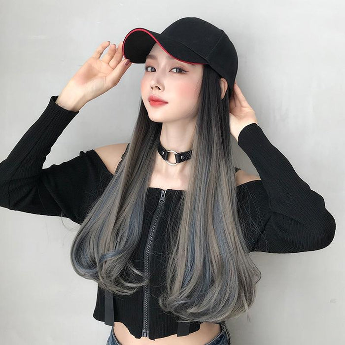 Gradient Long Curly Hair Cap Wig 60Cm