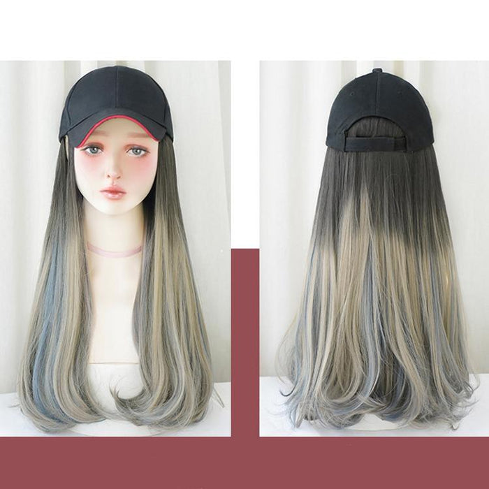 Gradient Long Curly Hair Cap Wig 60Cm