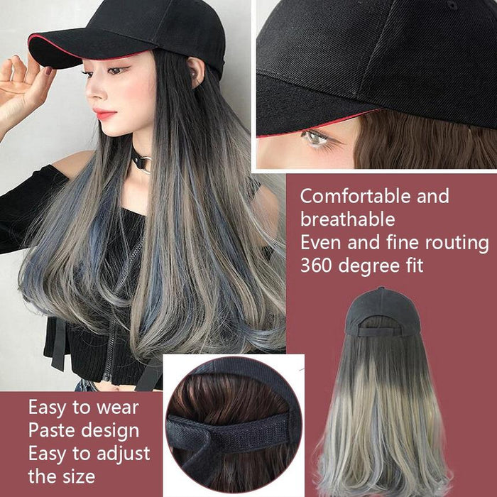 Gradient Long Curly Hair Cap Wig 60Cm