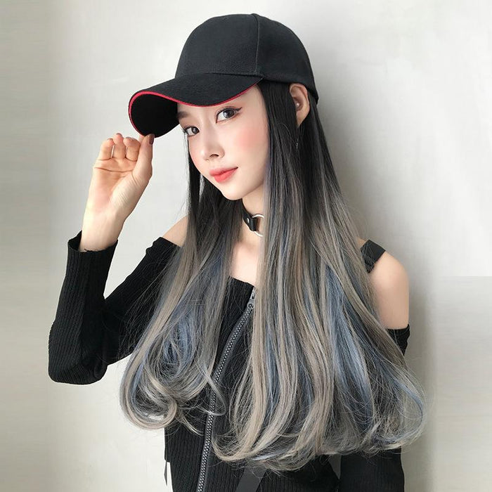 Gradient Long Curly Hair Cap Wig 60Cm