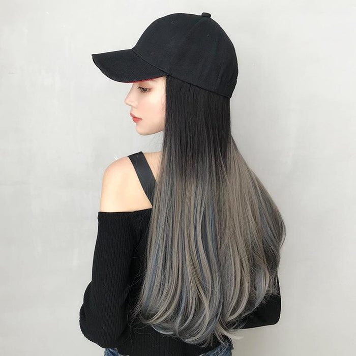 Gradient Long Curly Hair Cap Wig 60Cm