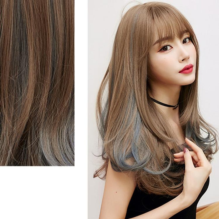 Comfortable Gradient Big Wave Women Wig Natural Shoulder Length Hair